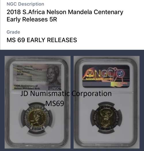 FINEST KNOWN - MS69 - 2018 Mandela 100th Birthday Commemorative R5 Coins NGC Graded - Early Releases
