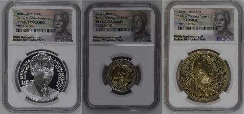 Complete Graded Set - 2018 Mandela 100th Birthday Commemorative Coin Set Graded by NGC