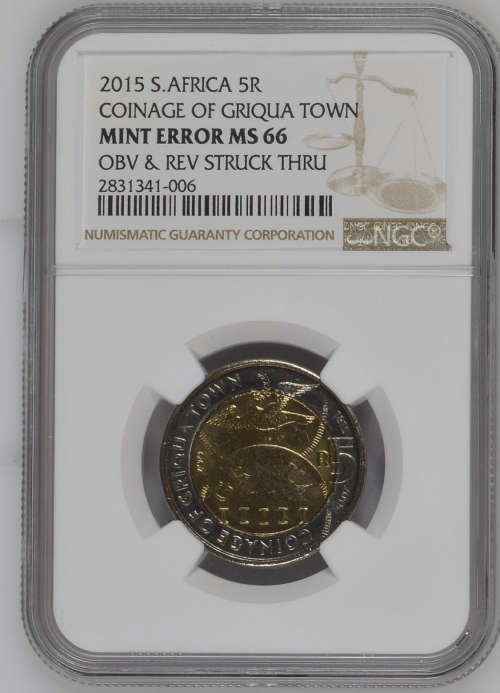 HOT - THE ONLY MINT ERROR IN THE WORLD - 2015 South Africa Coinage of Griqua Town Bicentennial MS66