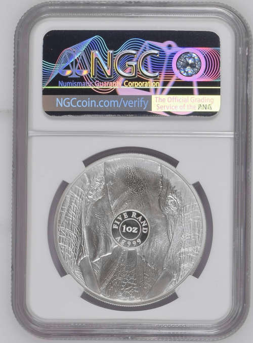 HOT - 2019 South Africa The Big 5 - Elephant 1 oz Silver R5 Coin NGC MS70 - FINEST KNOWN