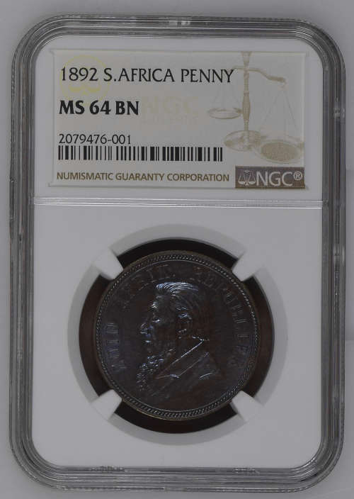 1892 South African ZAR Penny MS64BN