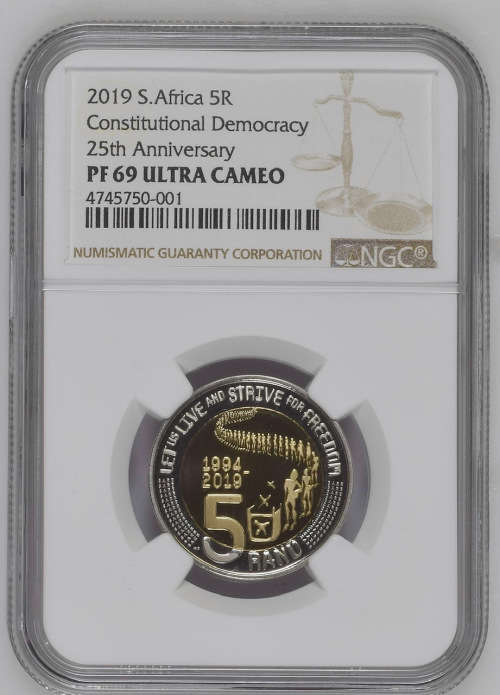 HOT  - MOST SCARCE COINOF THE R5 ISSUES - 2019 R5 - 25th Constitutional Democracy Anniversary