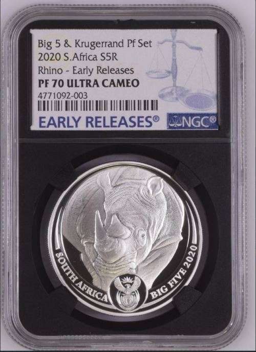 HOT FROM NGC - 2020 S.Africa Rhino - Early Releases Big 5  PF70UC S5R