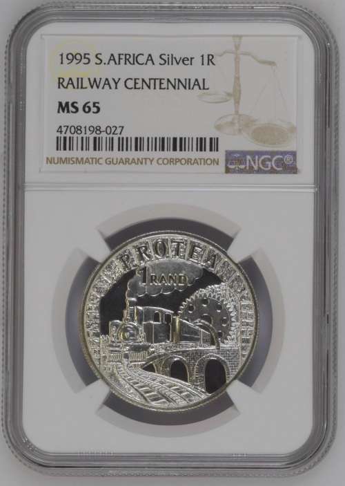 HOT - 1995 South African Train Mirrored Door Silver R1 MS65