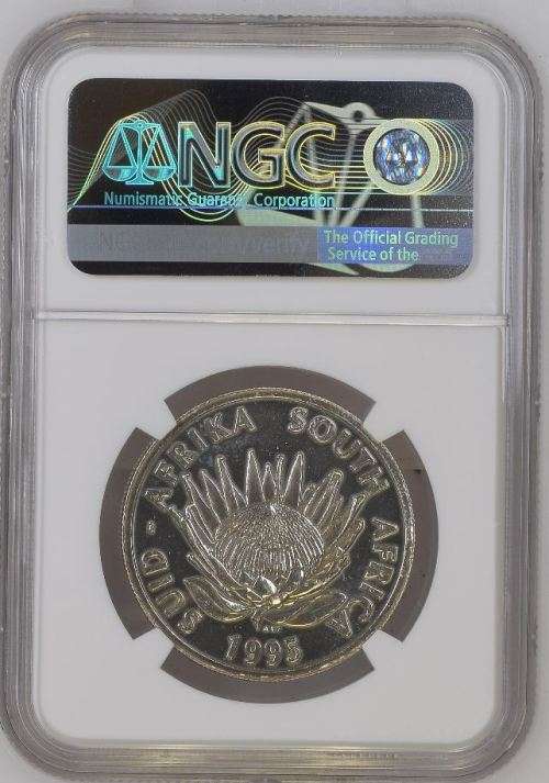 VERY SCARCE HOT - 1995 South African Train Mirrored Door Silver R1 MS64