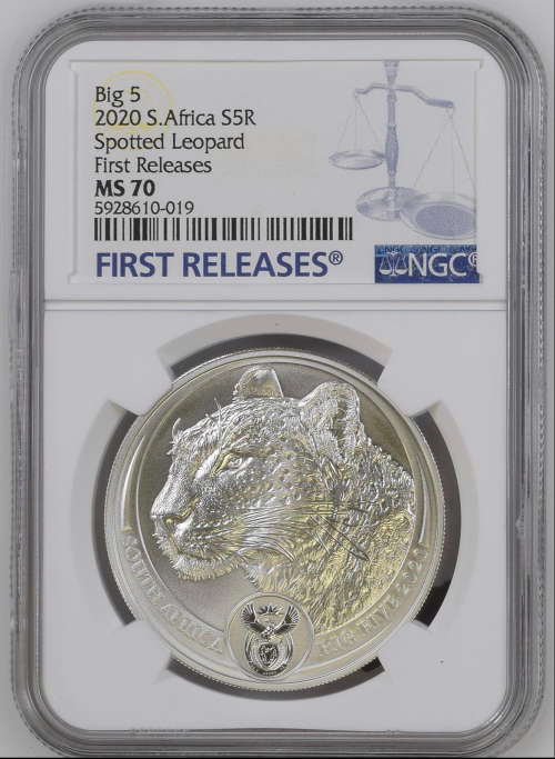 FIRST RELEASES - HOT  FINEST KNOWN - 2020  Silver R5 BIG FIVE LEOPARD MS70