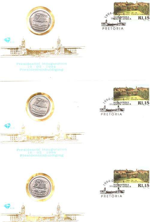 1994 Presidential Inuguaration Envelope ( Circulated 5Rand )