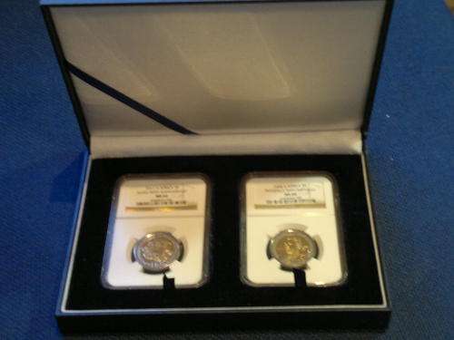BRAND NEW TWIN COIN SET MS-66 Mandela & MS-66 SARB ( NEW DISPLAY BOXES FROM GERMANY)