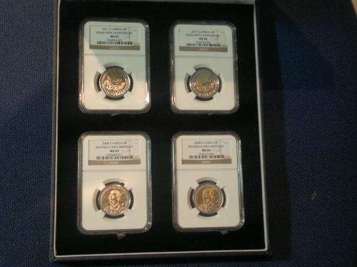 Four Slab German Display Case with MS65 & MS66 Mandela 2008 with MS65 & MS66 SARB 2011