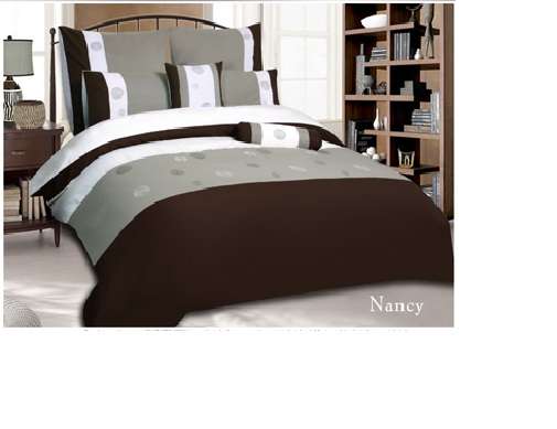 Nancy Duvet Set:: Super King - Superior Quality,  Brown: 7pc