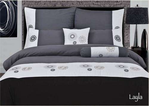 7pc Layla Duvet Cover set:  Super King- Embroided - Excellent Quality
