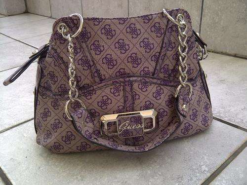 Guess Purple Canvas Handbag 100% Genuine 7 Day Money Back Guarantee!!