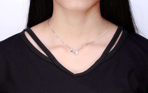 Double Butterfly Necklace Luxury AAA Austria Crystal and Platinum Plated **FREE VELVET POUCH