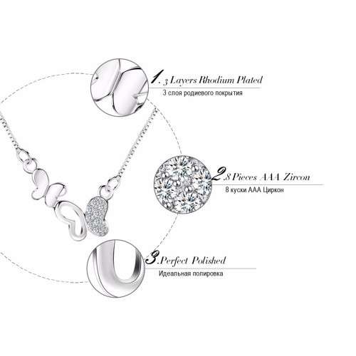 Double Butterfly Necklace Luxury AAA Austria Crystal and Platinum Plated **FREE VELVET POUCH