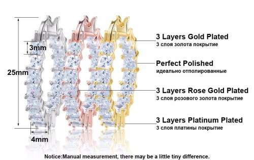 Platinum Plated Silver Hoop Earrings Paved with AAA Austrian Cubic Zirconia **FREE VELVET POUCH