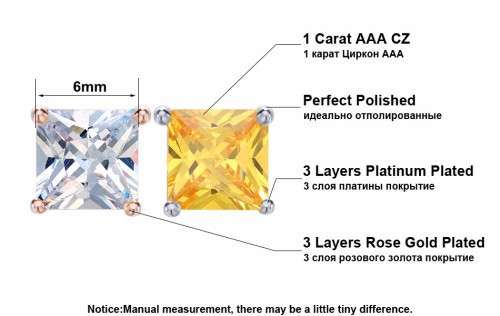 Platinum Plated 1ct Cushion Cut Cubic Zirconia Stud Earrings **FREE VELVET POUCH