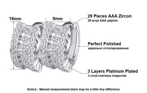 Platinum Plated Austrian Cubic Zirconia Crystal Small Hoop Earrings **FREE VELVET POUCH