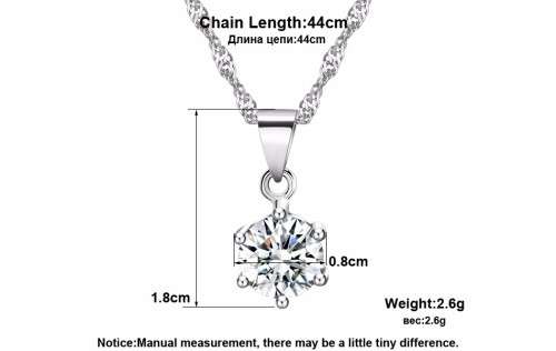 Elegant Silver Platinum Plated Necklace with 2ct Cubic Zirconia Crystal Pendant **FREE VELVET POUCH