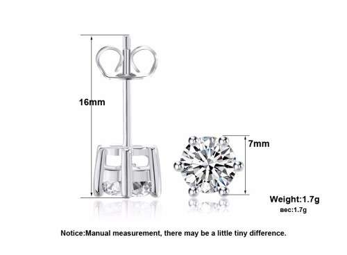 Platinum Plated Classical Cubic Zirconia 6 Claw Stud Earrings **FREE VELVET POUCH