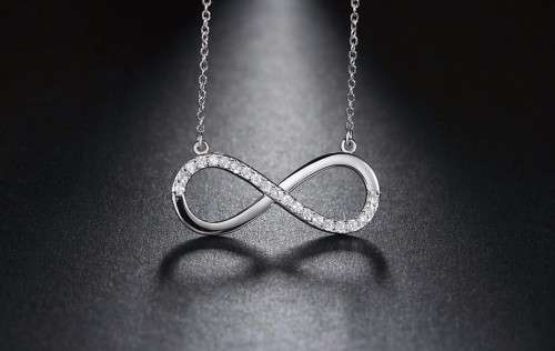 Platinum Plated Silver AAA Austrian Cubic Zirconia Infinity Necklace  **FREE VELVET POUCH