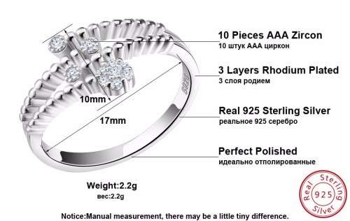 Elegant 925 Sterling Silver with Cubic Zirconia Resizable Ring **FREE VELVET POUCH