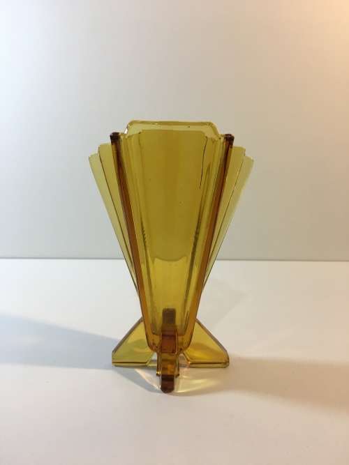 Stölzle Pink Art Deco Glass Winged Rocket Vase