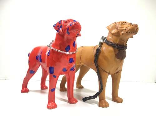 RARE L@@K **SIR  ELTON JOHN/ MULBERRY/ SIR GILES GILBERT SPOT DOG STATUES**