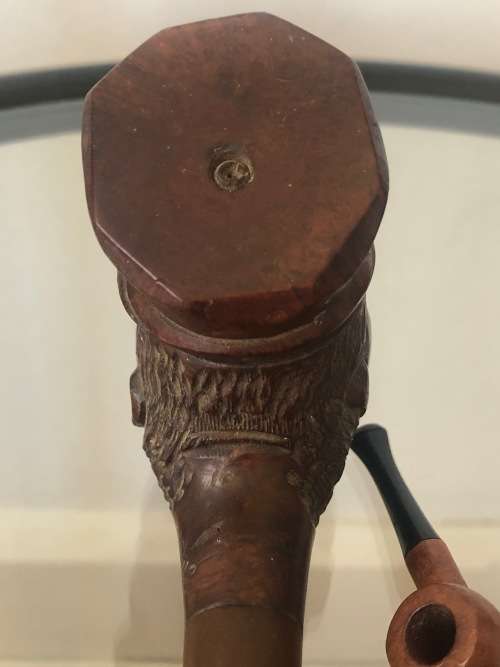 TOBACCO PIPE WITH CARVED POLICEMAN AND MINIATURE PIPE