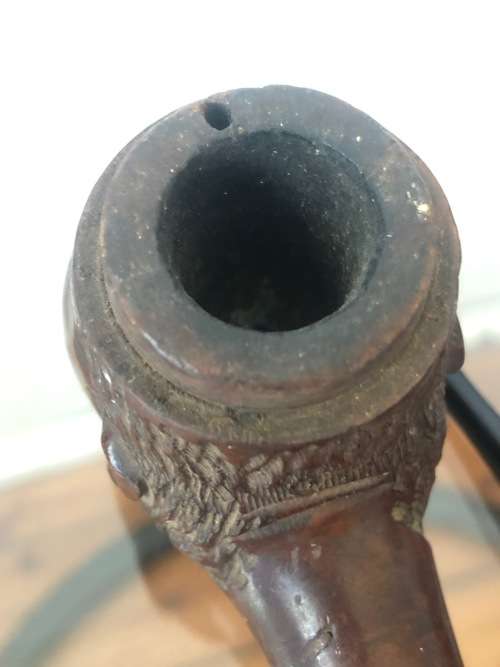 TOBACCO PIPE WITH CARVED POLICEMAN AND MINIATURE PIPE