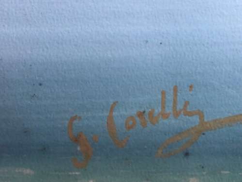 ITALIAN ARTIST GUISEPPE CORELLI (1858-1921) ALMAFI COASTLINE GUACHE ON BOARD