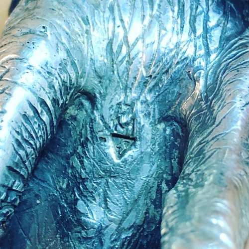 A PATRICK MAVROS SOLID HALLMARKED SILVER ELEPHANT ON WOODEN BASE