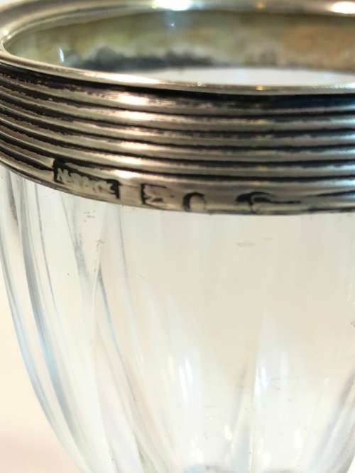 A PAIR OF GEORGIAN RUMMER GLASSES WITH STERLING SILVER RIMS. PLS READ CONDITION REPORT