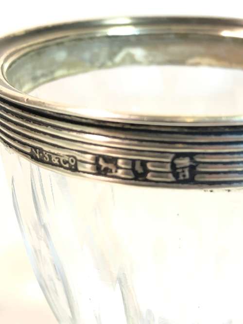 A PAIR OF GEORGIAN RUMMER GLASSES WITH STERLING SILVER RIMS. PLS READ CONDITION REPORT