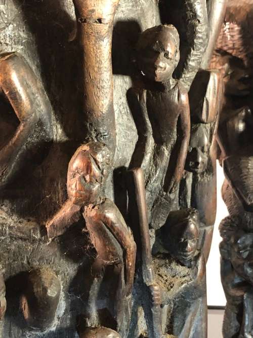 TWO MAKONDE FAMILY TREE CARVINGS IN EBONY WOOD