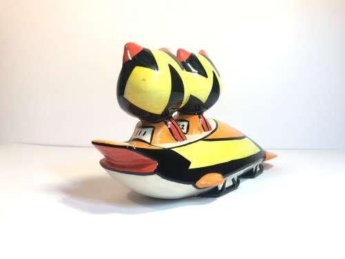 UK Potter Lorna Bailey Olympian Bobsleigh Porcelain Cat