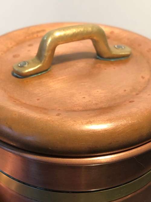 A SET VINTAGE DUTCH COPPER TEA AND SUGAR CANNISTERS