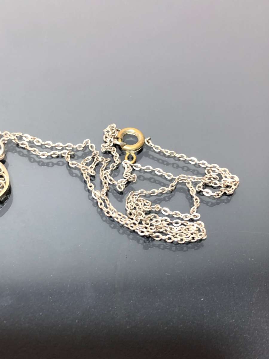 Egyptian Revival Art Deco Rose Gold and Silver Necklace