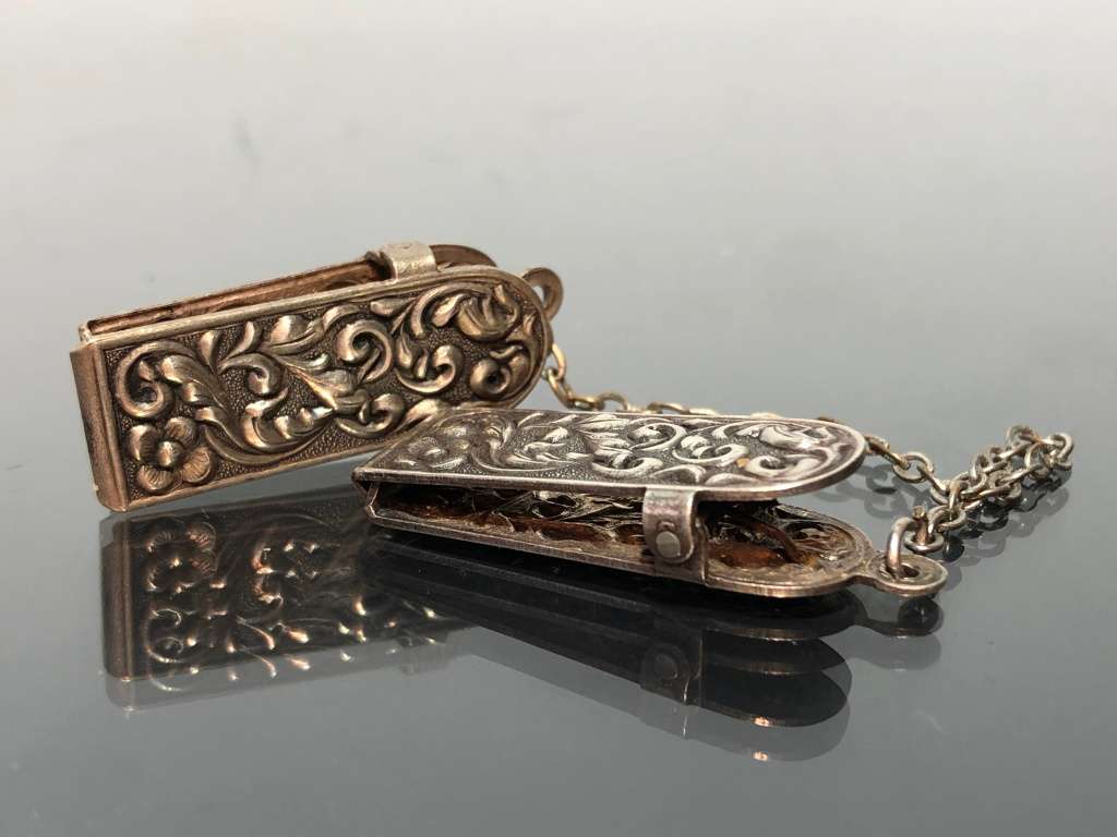 Magnificent Vintage Silver Repousse Coat Fastener Clips