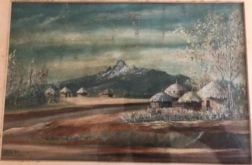 Drakensberg Original Painting Signed Dated 1947