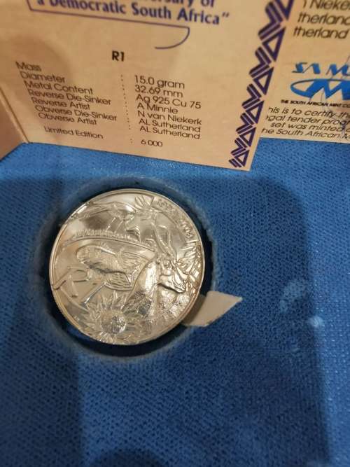 2004 "Ten Year Anniversary of a Democratic SA" - Protea Proof Set - Gold 1oz + 1/10th oz + Silver R1