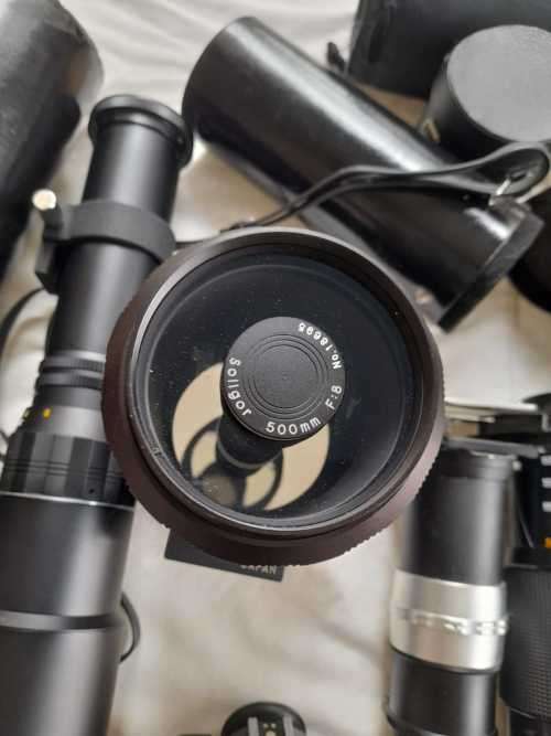 The last one Rare all Black Canon AE1 35mm SLR Film Camera Black camera with 6 lenses.