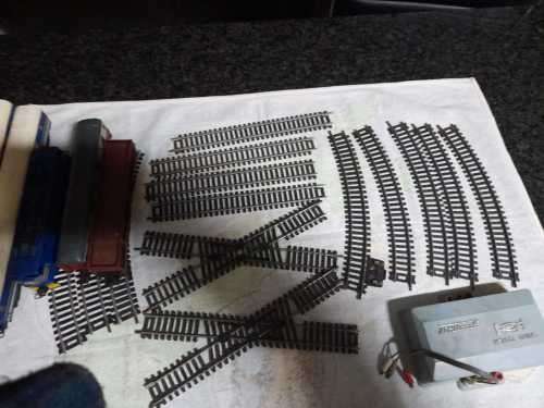 Vintage Scalextric set and a old  train set sold as is as a lot