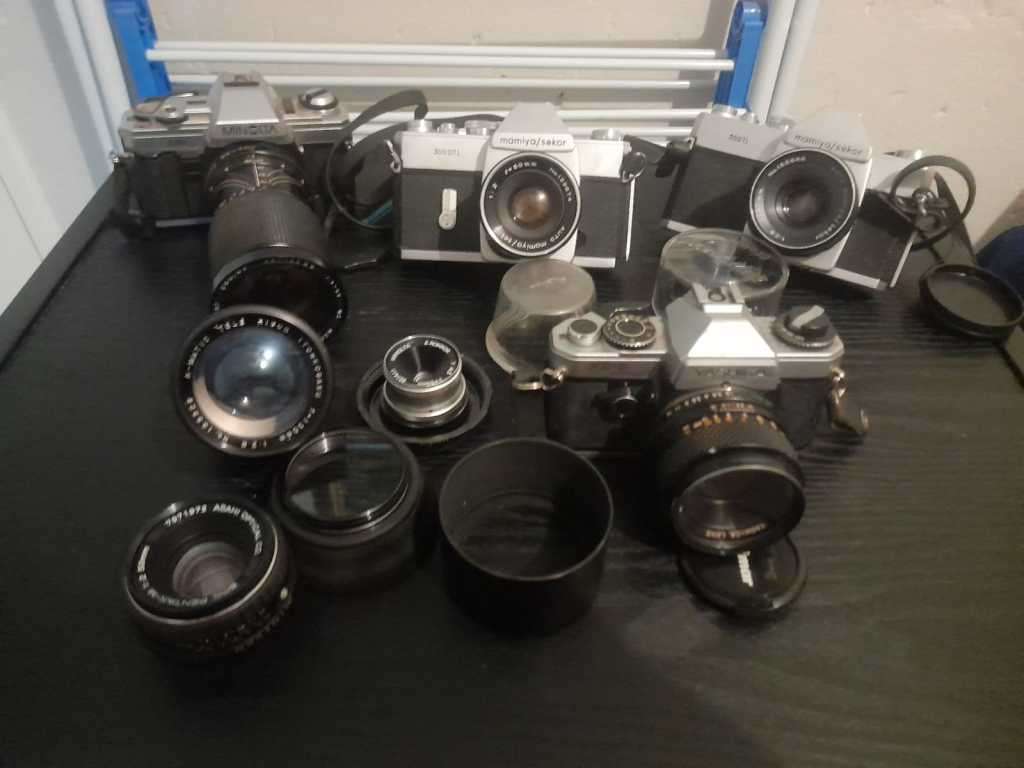 Vintage film camera lenses as is bargain box