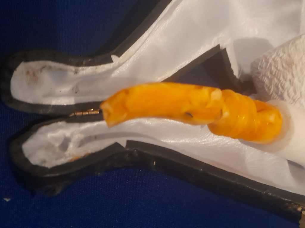 Hand Carved Wood Pipe Old Man Face Unused Original Case small chip at the back