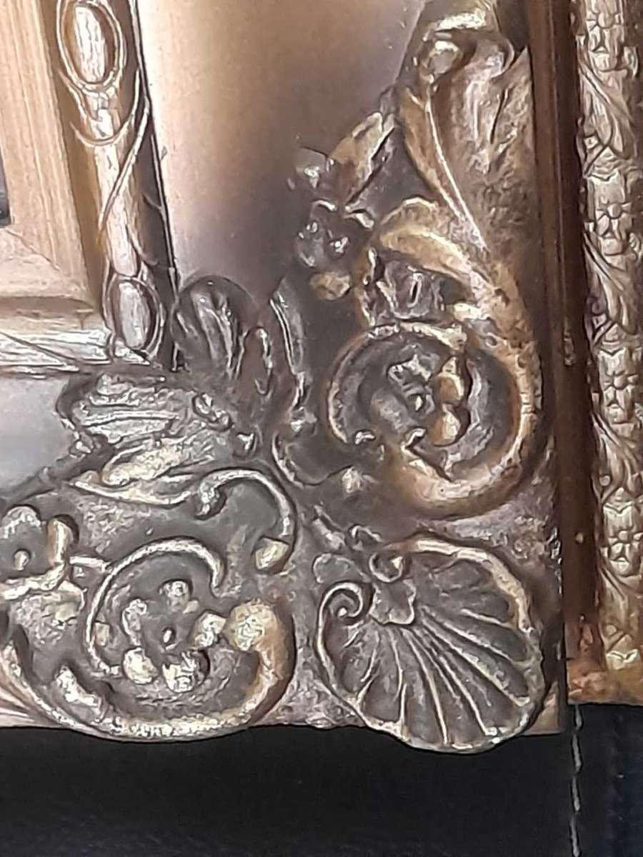 Gorgeous Painting in Gold Vintage Frame river and mountains Scene by Siem de Haan 1959 80x60cm