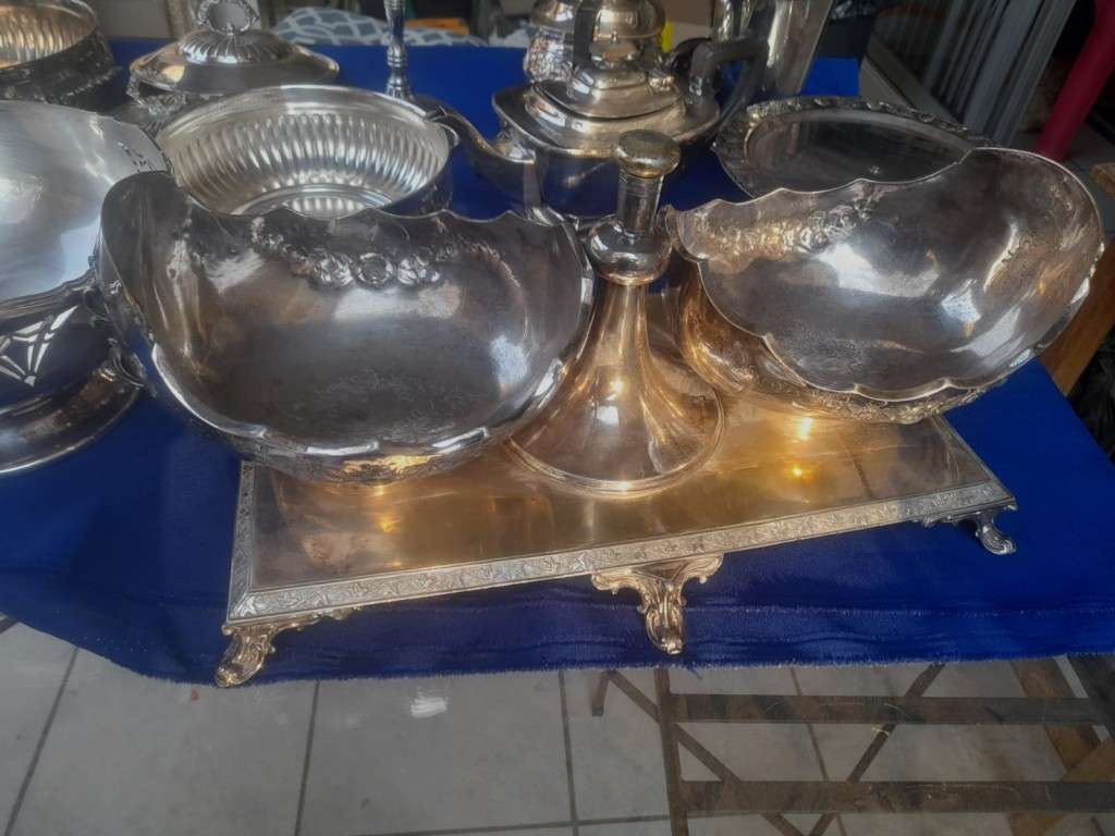 Silver Plate Ware  14 Piece Tea Pot and more one bid for all