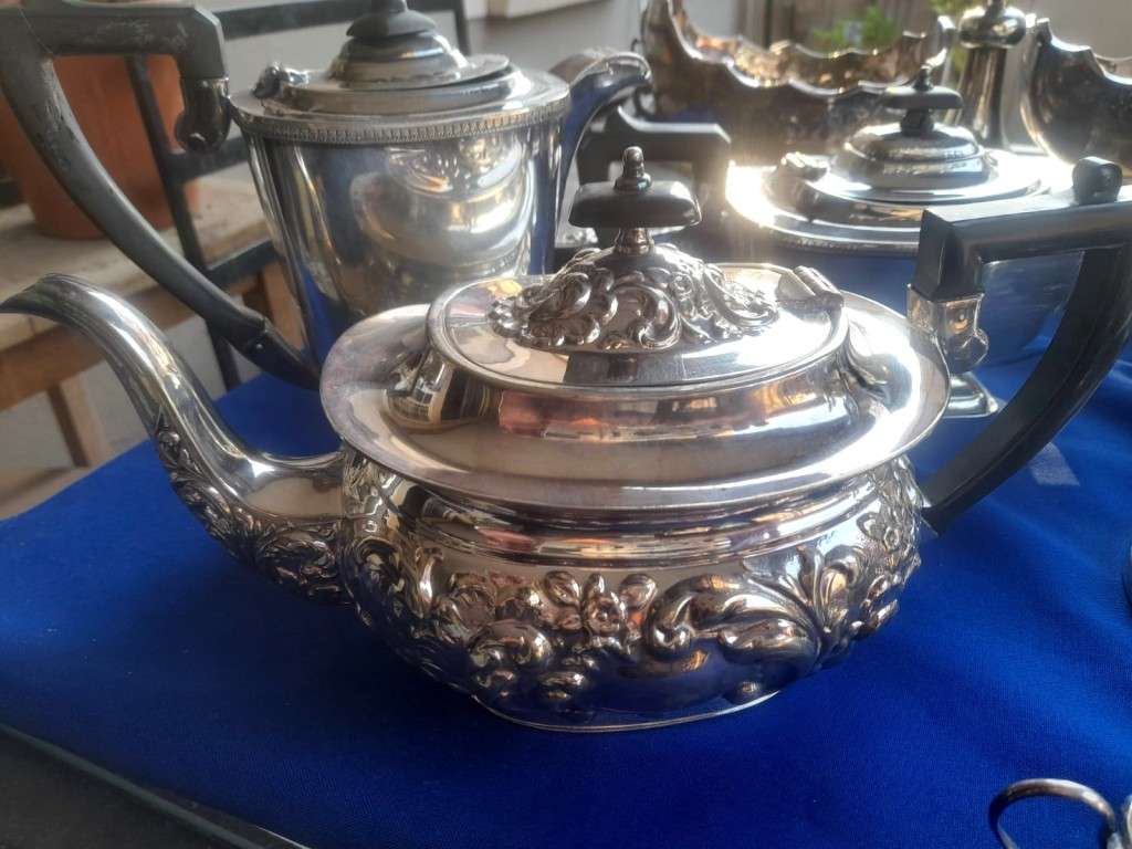 Silver Plate Ware  14 Piece Tea Pot and more one bid for all