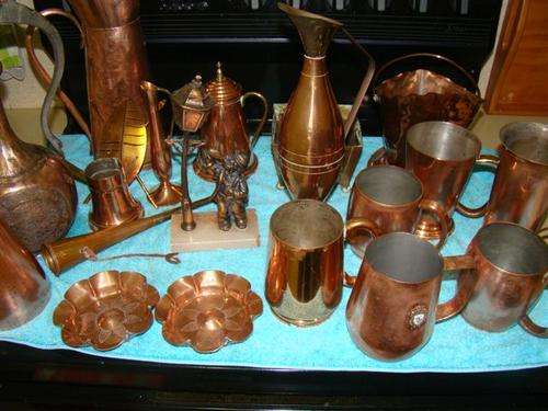 LARGE QTY COPPERWARE AND TURKISH KETTLE  FOR ONE BID SHIPPING WILL BE R50