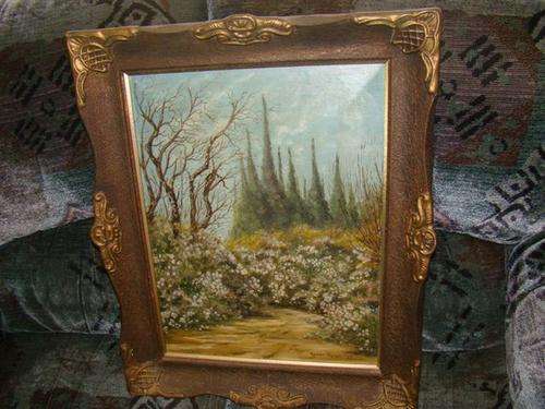 ORIGINAL FRAMED OIL PAINTING ON  CANVAS (GARDEN SCENE) BY VIVIAN RELPH  58X47cm The painting is in l