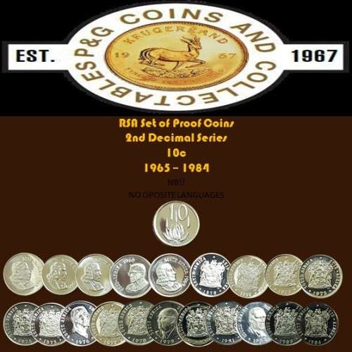 10c RSA (2nd Decimal) 1965 -1984 [20 COIN] PROOF SET *NO OPPOSITE LANGUAGES*